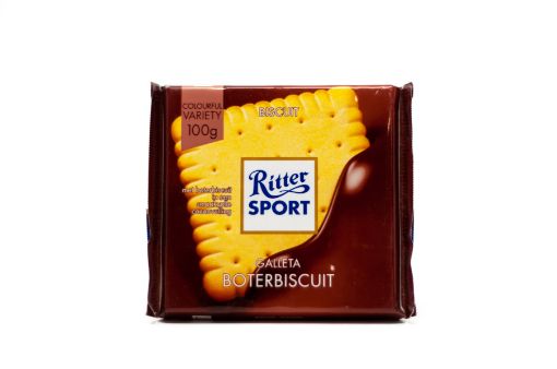 Imagen de CHOCOLATE RITTER SPORT  RELLENO DE GALLETA & AVELLANA 