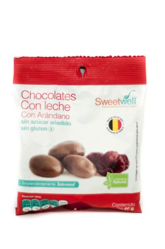 Imagen de CHOCOLATE SWEETWELL CON LECHE Y ARANDANO SIN GLUTEN Y AZÚCAR AÑADIDO 40 G