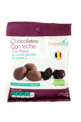 Imagen de CHOCOLATE SWEETWELL CON LECHE & PASAS SIN GLUTEN Y AZÚCAR AÑADIDO 40 G