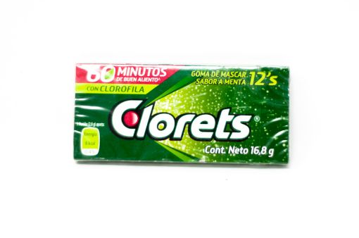 Imagen de GOMA DE MASCAR CLORETS MENTA CON CLOROFILA 12 UND 17 g 