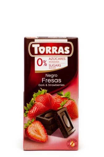 Imagen de CHOCOLATE TORRAS NEGRO CON FRESA SIN AZÚCAR 75 G