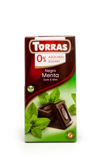 Imagen de CHOCOLATE TORRAS OSCURO RELLENO DE MENTA 0% AZÚCAR 75 G