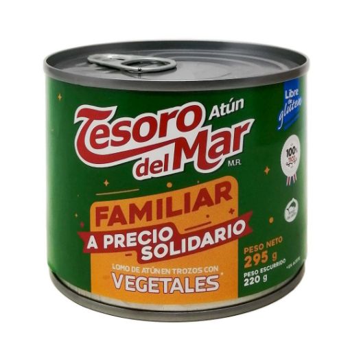 Imagen de ATUN EN TROZOS CON VEGETALES  TESORO DEL MAR FAMILIAR EN ACEITE 220 g 