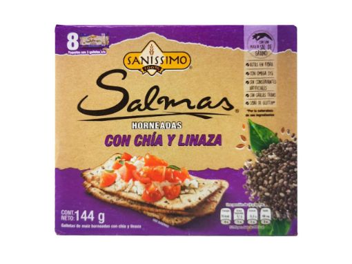 Imagen de GALLETAS  SANISSIMO SALMAS DE MAIZ HORNEADA CON CHIA Y LINAZA 8 UND 144 g 