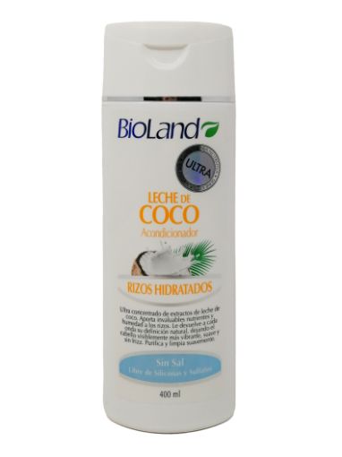 Imagen de ACONDICIONADOR BIOLAND LECHE DE COCO RIZOS HIDRATADOS  400 ml 