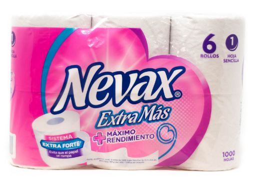 Imagen de PAPEL HIGIENICO NEVAX EXTRA MAS 1000 HOJAS SENCILLAS 