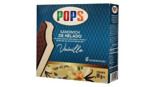 Imagen de HELADO POPS MINI SANDWICH CAJA 6 UND VAINILLA 480 G