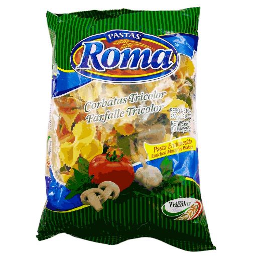 Imagen de PASTA ROMA CORBATAS TRICOLOR 250 G