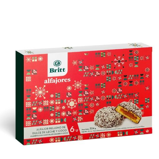 Imagen de ALFAJORES BRITT NAVIDEÑOS CAJA 6 UND 324.00 G