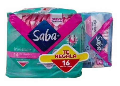 Imagen de OFERTA TOALLAS FEMENINAS SABA INVISIBLE REGULAR 14 UND+PROTECTORES FEMENINOS REGULAR 16 UND GRATIS 
