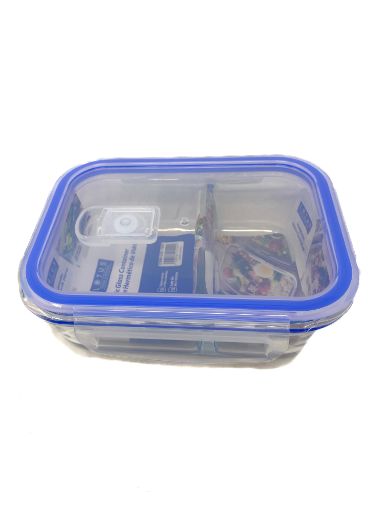 Imagen de RECIPIENTE LOTUS PARA ALIMENTOS DE VIDRIO RECTANGULAR CON DIVISIONES 640 ML #LHC-7585 1 UND