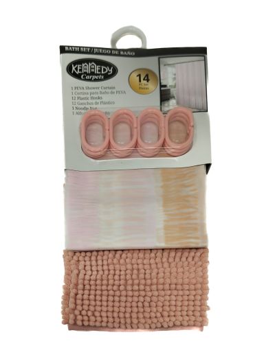 Imagen de SET DE BAÑO KENNEDY CARPETS ROSA 14 PIEZAS 1 UND