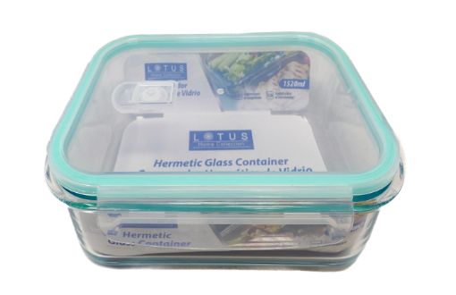 Imagen de RECIPIENTE LOTUS PARA ALIMENTOS DE VIDRIO RECTANGULAR1520 ML #LHC-7584 1 UND