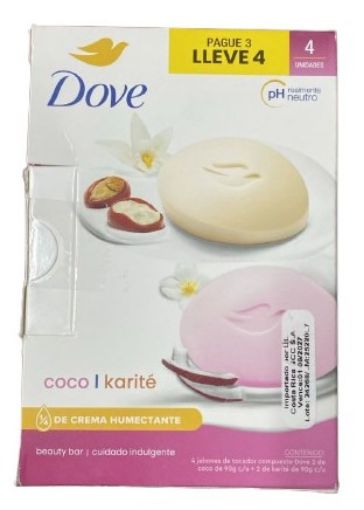 Imagen de JABÓN DE TOCADOR DOVE COCO KARITÉ 4 UND 360.00 G