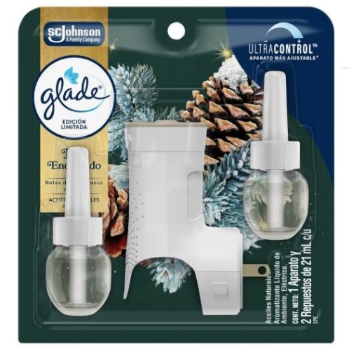 Imagen de DIFUSOR ELECTRICO GLADE Y 2 UND REPUESTO AROMATIZANTE GLADE PINO ENCANTADO 21 ML 
