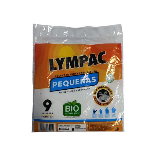 Imagen de BOLSA LYMPAC PARA BASURA PEQUEÑA BLANCA BIODEGRADABLE 9 UND 