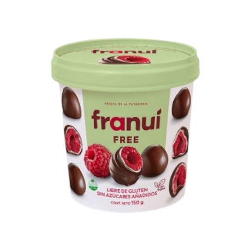 Imagen de FRAMBUESAS RAPANUI FRANUÍ BAÑADAS EN CHOCOLATE SIN AZÚCAR  150.00 G
