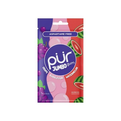 Imagen de GOMA DE MASCAR PÜR JUMBO UVA, SANDÍA SIN AZÚCAR 81.00 G